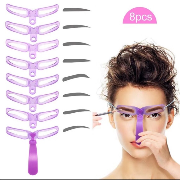 8PCS Eyebrow Shaper Makeup Reusable 8 In 1 Template Eyebrow - Picture 2 of 8
